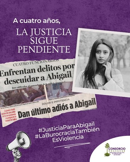 A cuatro años del feminicidio de Abigail, hay  impunidad  en Oaxaca.