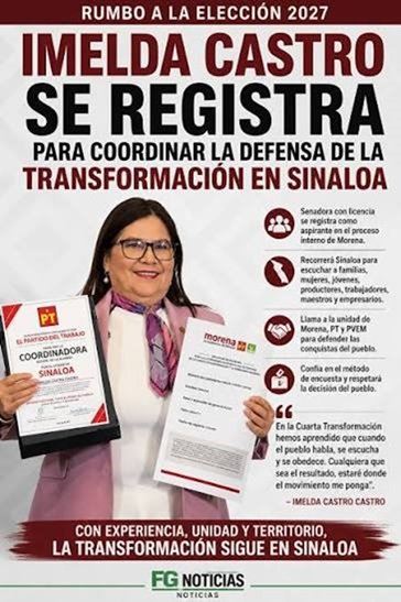 La senadora Imelda Castro Castro, quien se perfila para 2027.