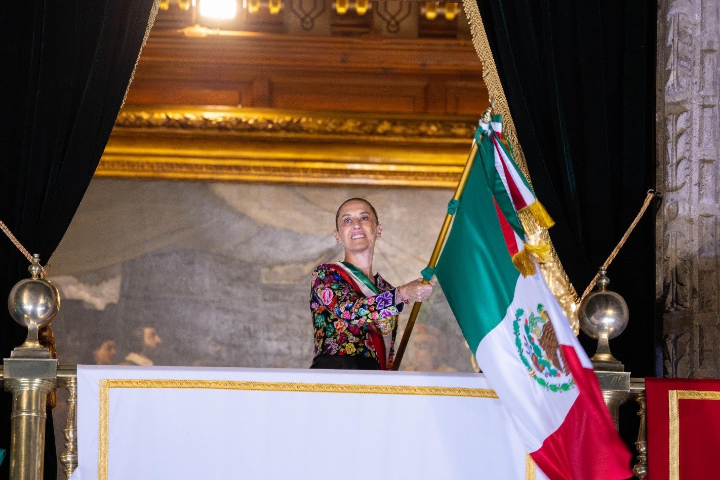 La presidenta Claudia Sheinbaum Pardo en la celebración del 216 aniversario de la Independencia de México.