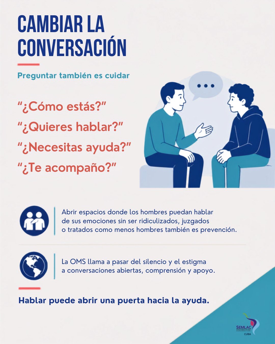 La OMS y la OPS insisten en que la prevención requiere fortalecerlos servicios de salud mental, reducir el estigma y ampliar el acceso
a la atención.