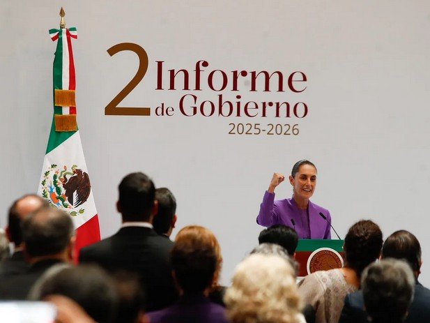 La presidenta Claudia Sheinbaum, durante el segundo informe de gobierno.