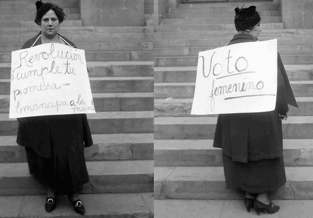 Margarita Robles de Mendoza durante una de las protestas de las llamadas 